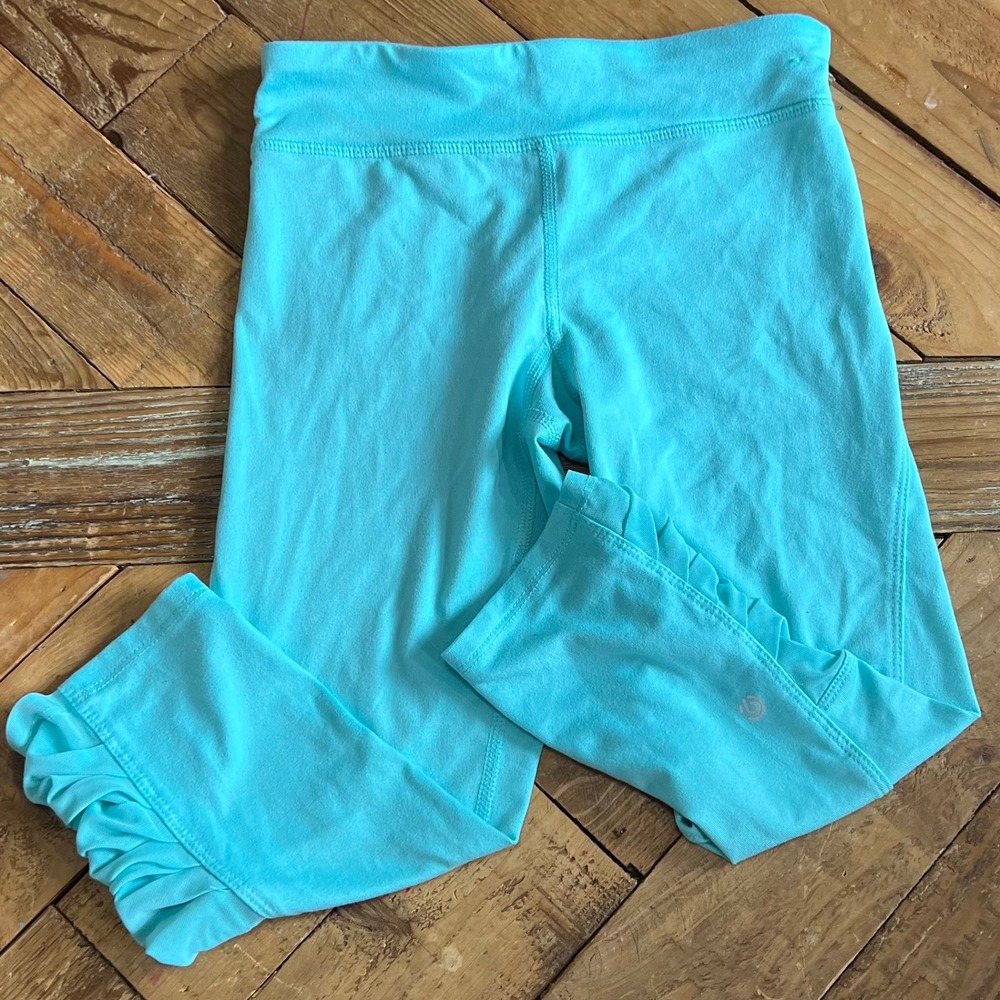 Champion Girls Aqua Blue Ruched Capri Leggings Youth M‎ 7-8 Athletic Workout